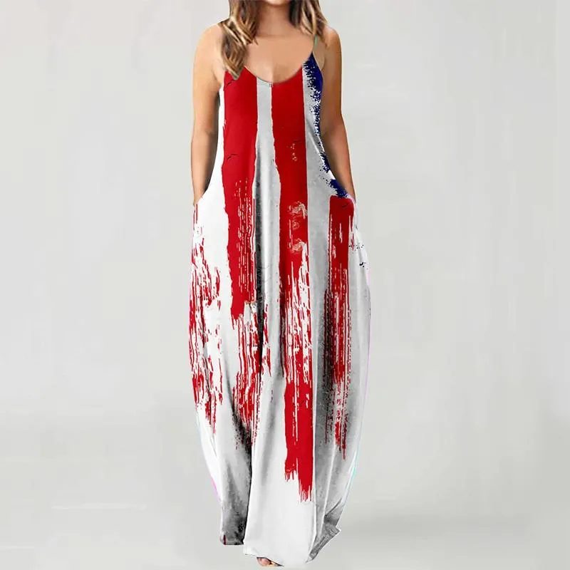 カジュアルドレス夏の女性の緩いドレスプラスサイズのノースリーブOネックエレガントなスパゲッティストラップマキシ衣料品vestido 2021