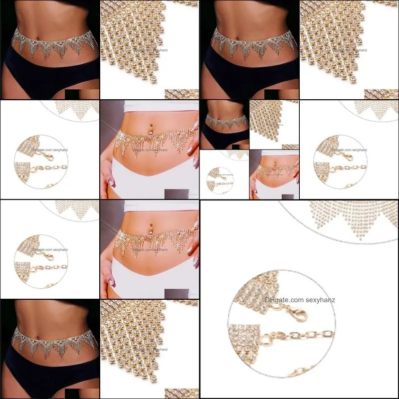 Other StoneFans Luxury Tassel Rhinestone Belly Waist Chain Body Jewelry For Women Sexy Crystal Belt