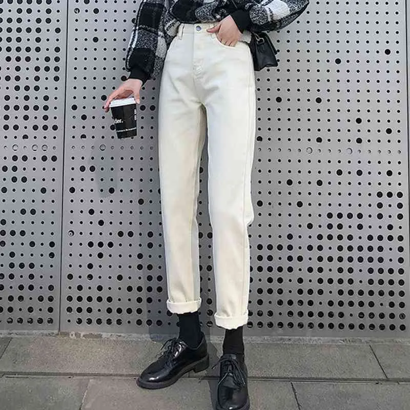 High Waisted Denim Pants Women - Retro Cropped Trousers with Pockets ...