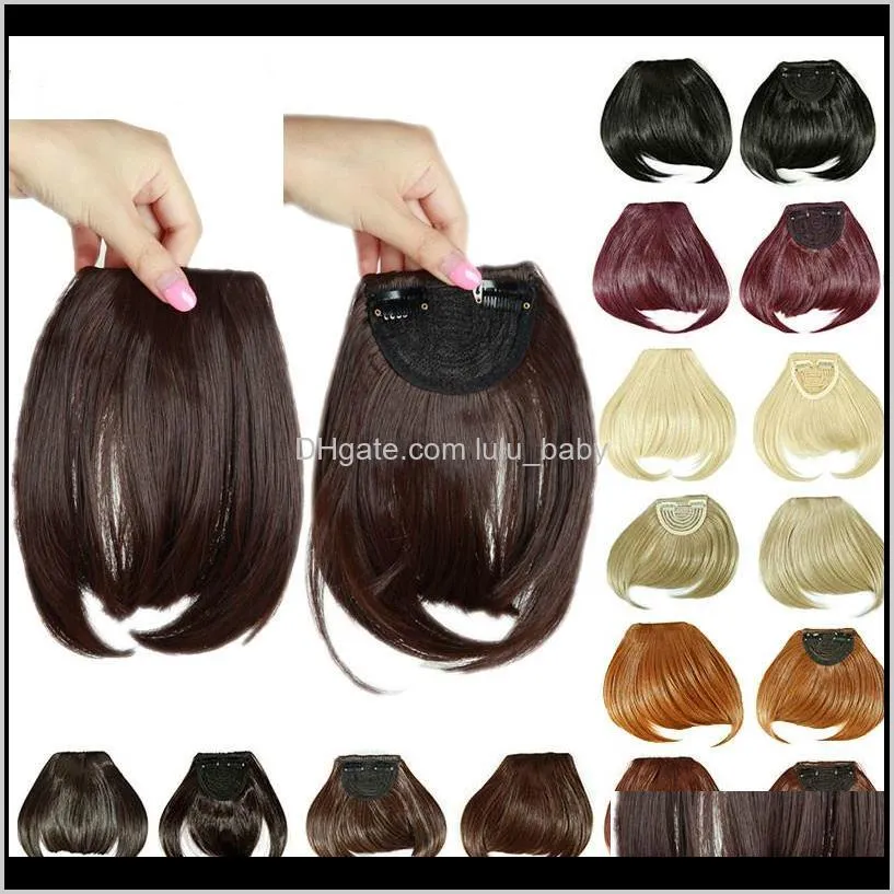 8inches short front neat bangs clip in bang fringe hair extensions straight synthetic natural human hair extension bangs