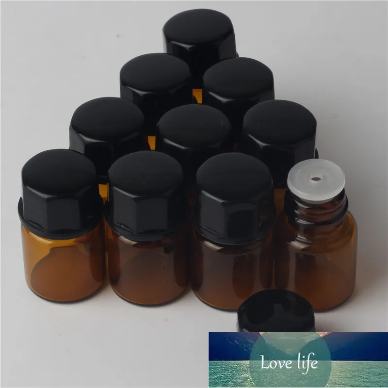 Mini 2ml brun glas parfymflaska för eteriska oljor tomt contenitori kosmetisk vuoti personvård prov 10st / parti