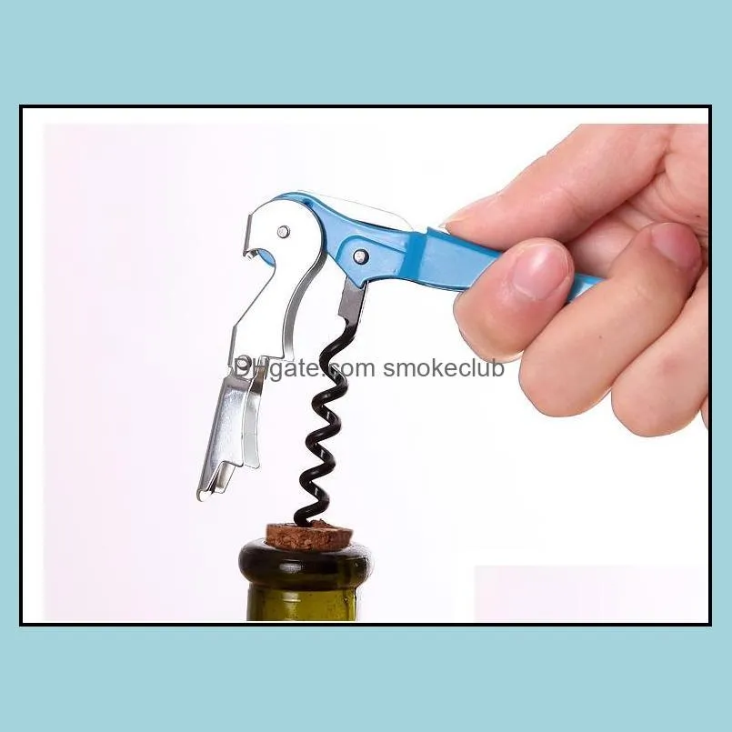 Multifunctional 3 in 1 Stainless Steel Metal Corkscrew Red Wine Beer Bottle Cap Opener Doubled Hinged Waiters Wine Key ith Foil Cutter