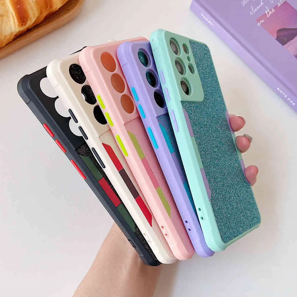 Shockproof Armor Glitter Phone Cases For Xiaomi Redmi Note 10 Pro 9S 9 Pro Mi POCO X3 NFC Soft Silicone Back Cover Coque Gifts