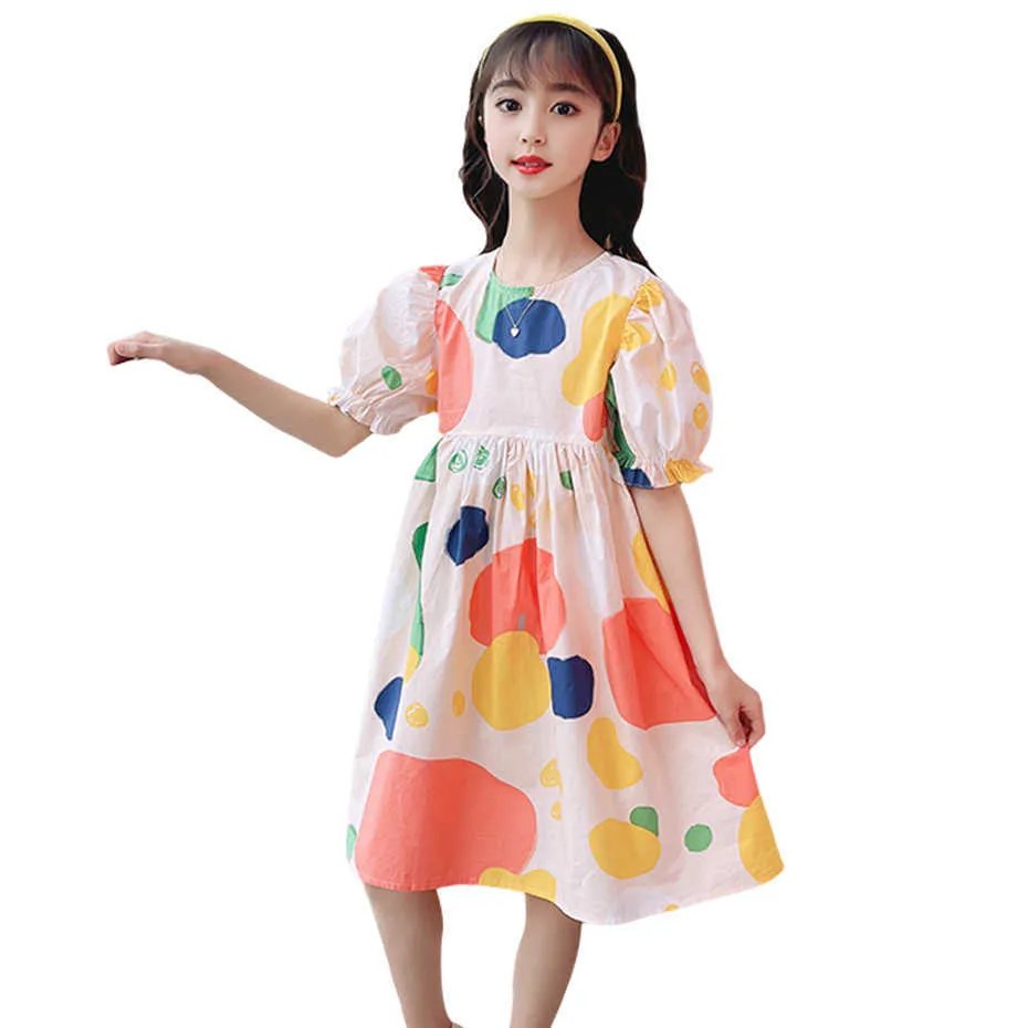 Filles robe grand point pour fille été enfants Style décontracté Costumes pour enfants 6 8 10 12 14 210528
