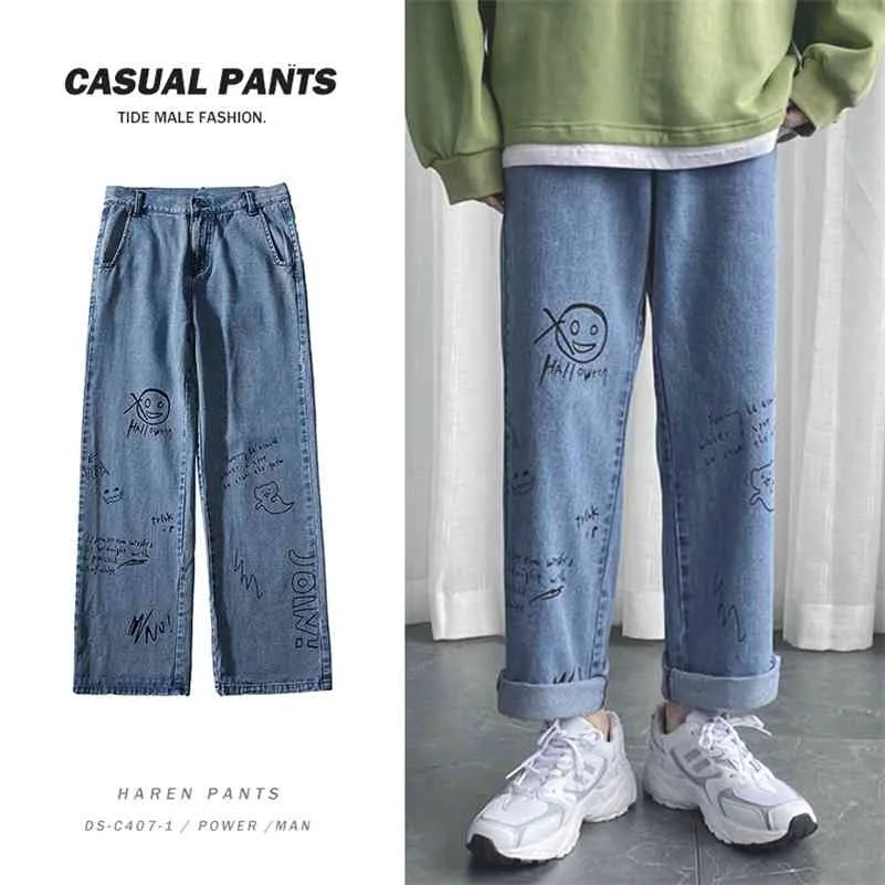 Prowow Coreano Fashoins Jeans Pantaloni Da Uomo 2021 Vintage Pantaloni Dritti Hip Hop Streetwear Pantaloni stile harem Harajuku Baggy Jeans Da Uomo 210331