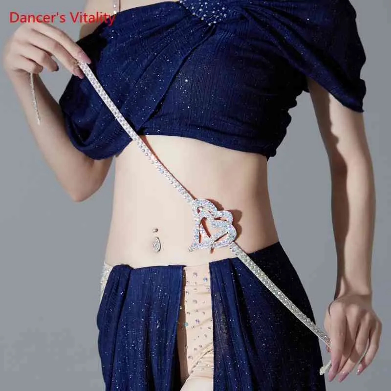 Ceinture de danse du ventre taille cloutée de diamants accessoires de Performance danse orientale femme Profession compétition chaîne de forage