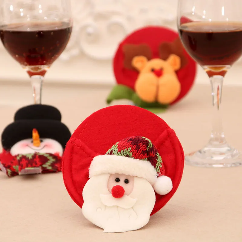 Christmas Ornaments Red Wine Coaster Christmas Wine Glass Foot Cover Table Decoration For Xmas Gifts w-01138