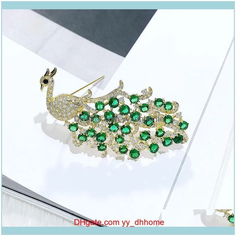 European new luxury retro large peacock animal brooch color zircon retro court national wind crystal brooch delicate ladies pin