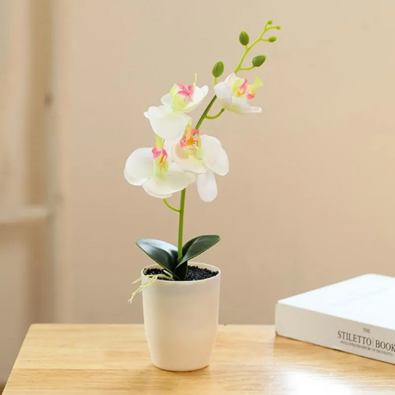 Couronnes de fleurs décoratives belles plantes simulées avec pot de fleur écologique facile d'entretien
