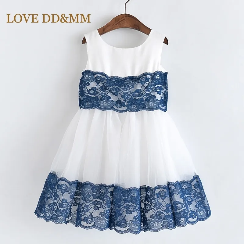 LOVE DD&MM Girls Dresses Children's Wear Girls Sweet Flower Bud Silk Screen Yarn Stitching Sleeveless Vest Dress 210715