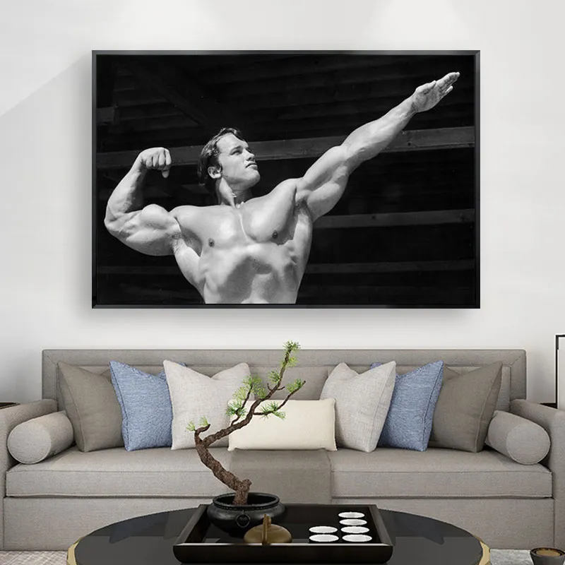 Arnold schwarzenegger-bodybuilding motivational citat kanfas affisch gym rum fitness sport bild