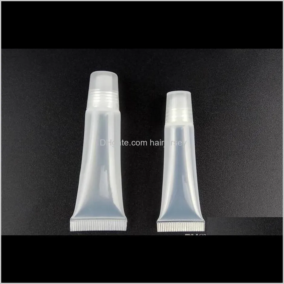 5ml 10ml clear plastic empty refillable soft tubes balm lip lipstick gloss bottle cosmetic containers makeup box ship