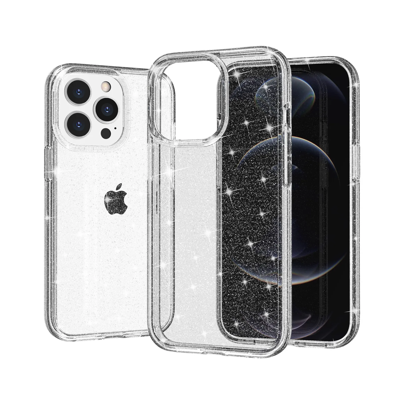 Duidelijke glitter Sparkle Bling Sparkly Girly Phone Case For Women Girls iPhone 14 13 Pro Max 12 Mini 11 X XR XS 7 8 Plus Case