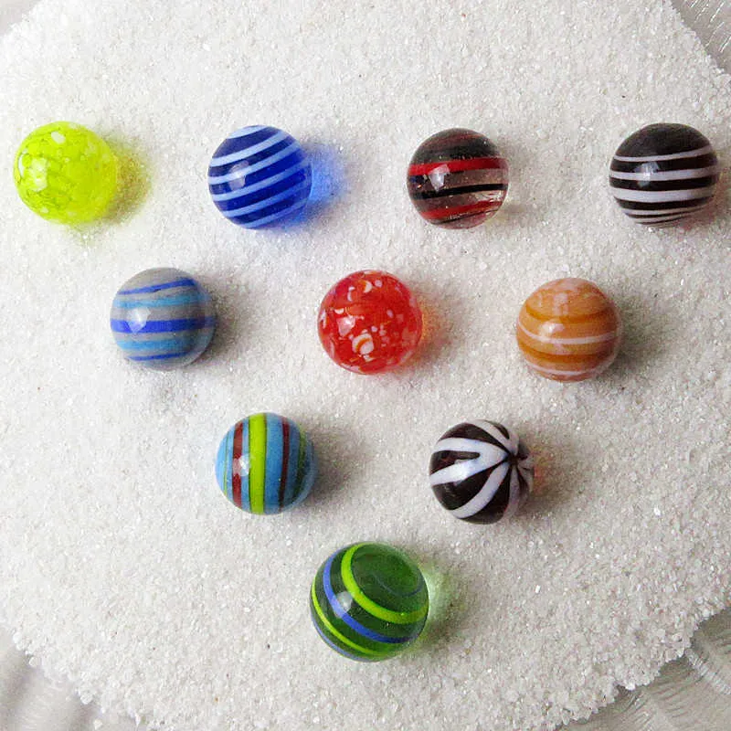 10pcs personnalisé multicolore fait à la main boule de verre fée jardin décoration charmes billes de verre ornements enfants jeu jouet cadeaux 210607