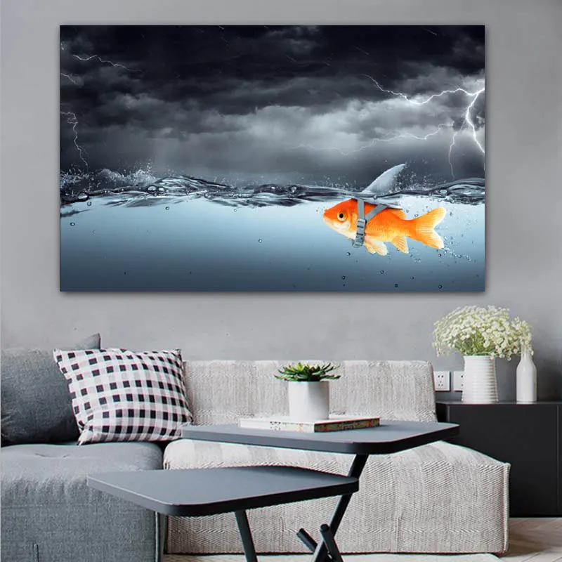 Modern Large Size Canvas Picture Abstract Fish Painting Wall Art Animal  Posters And Prints For Living Room Home Decor No Floating Frame For Canvas  From Yiwumeixiang, $2.81