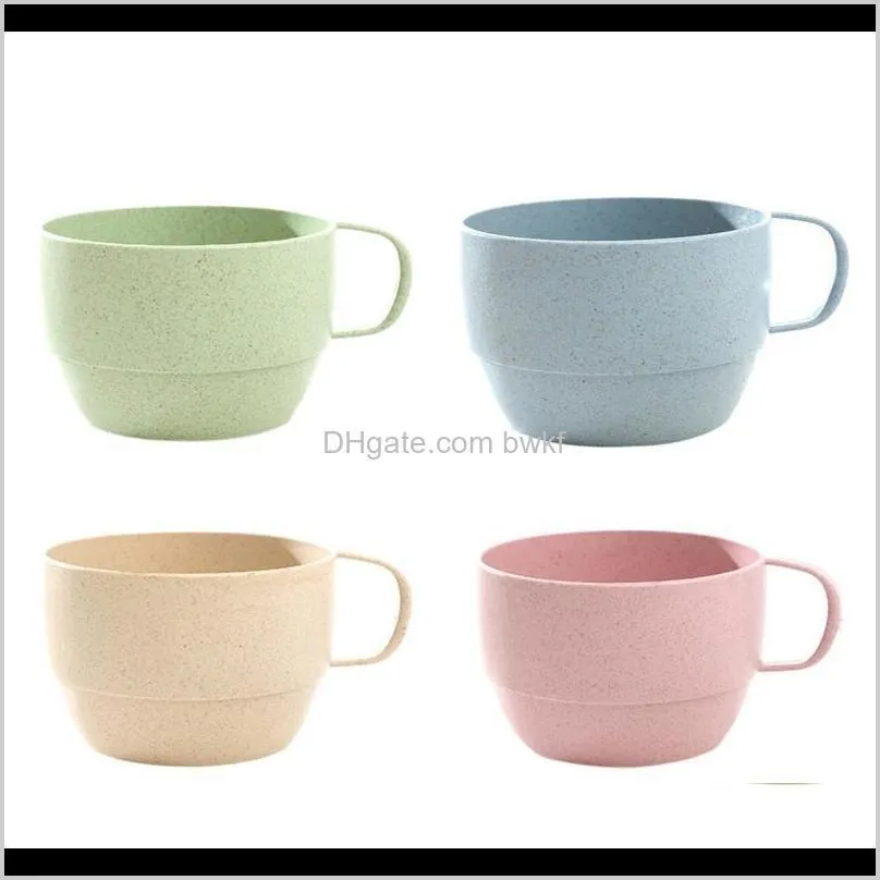 4 colors wheat straw milk coffee cup teacup mug nordic style simple water cup with handle mouthwash cups jxw067