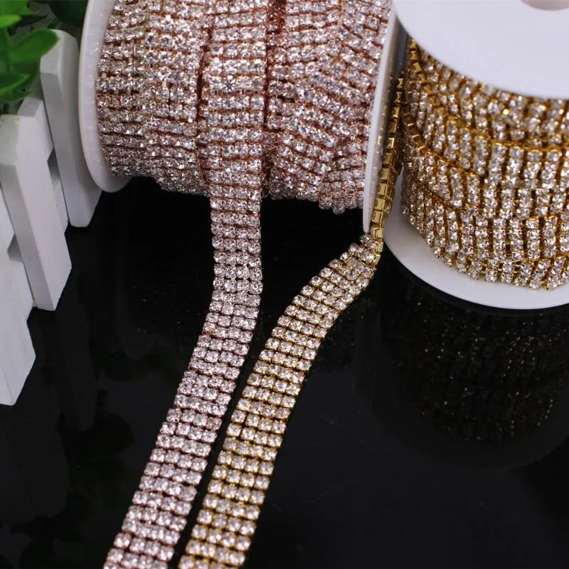 Bröllopssashes 5 yard/rulle 2/4 rad strass trim Applique Crystal Chain Clear Close Cake Ribbon Costume Dress