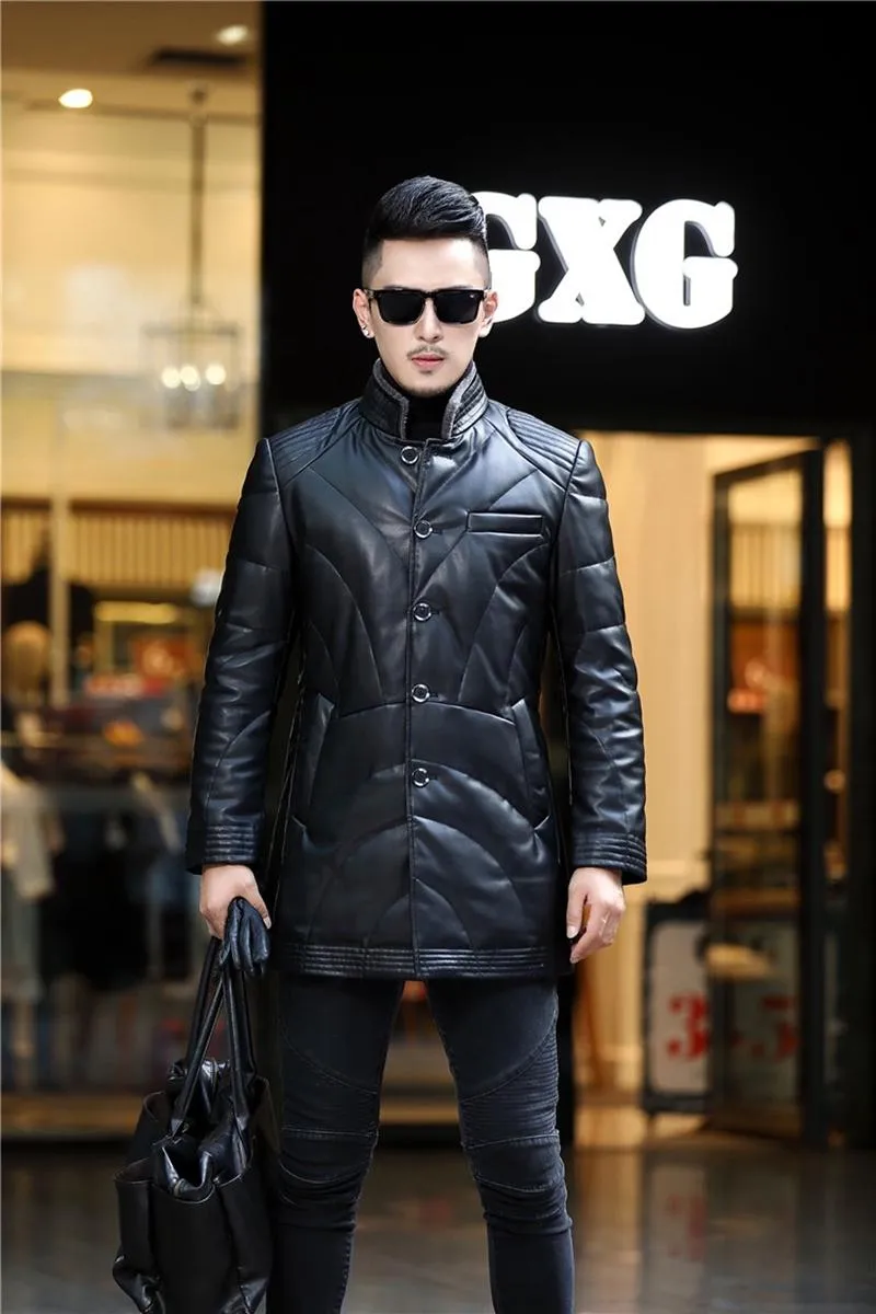 クリアランス安い メンズレザーファックスメンズウインドブレーカー100 シープスキンメンズジャケットダウンナチュラルキープウォームコート 日本でも代理店 Gafa Mx