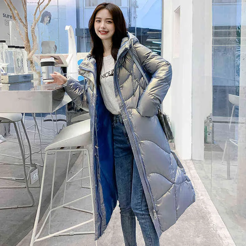 Down Cotton Coat Women Loose Parkas Winter Jacket Warm Thick Winter Coat Women Long Sleeve Oversized Coat Padded Outerwear 211120