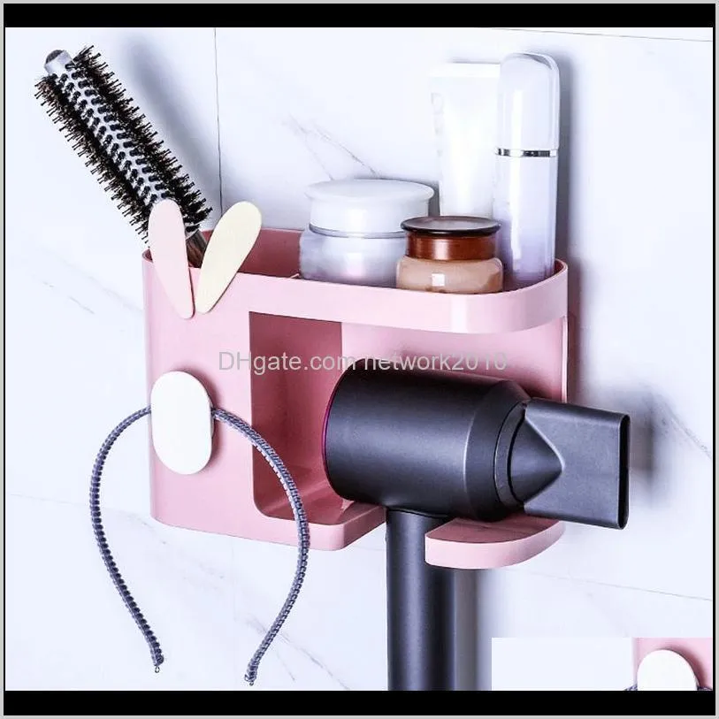 punch- bathroom shelf wall mount hair dryer holder racks shelves for shampoo cosmetic toothbrush hanging shower rack