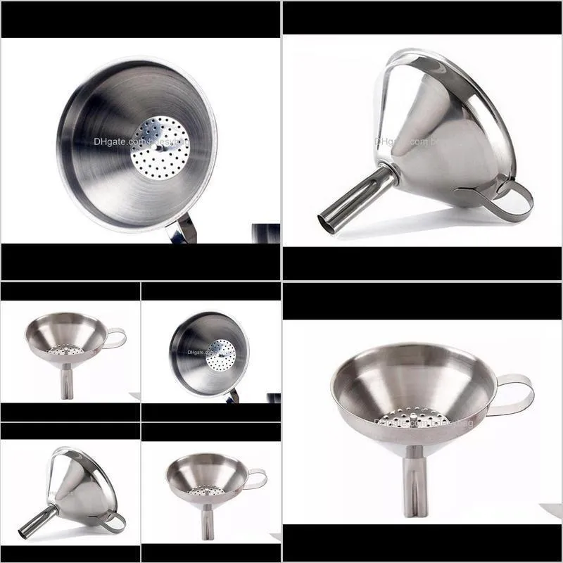 2021 functional stainless steel kitchen oil honey funnel with detachable strainer/filter for perfume liquid water tools