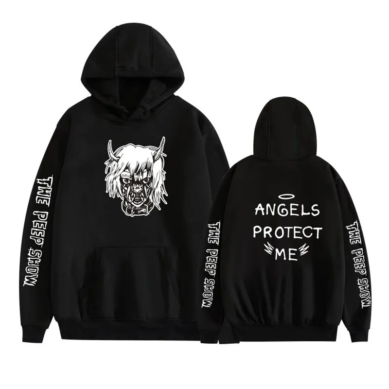 Herrtröjor tröjor nya lil peep män pullover hoodie tröja höst vinter man mannen show bomull fleece svart vit hoody y