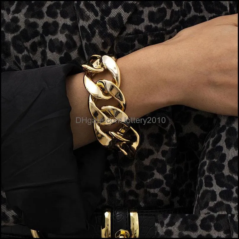 Armband JewelryFashion Geometric Hip Punk Statement Armband för kvinnor Big Cuban Chain Jewelry XR35 Link Drop Delivery 2021 TTRPE