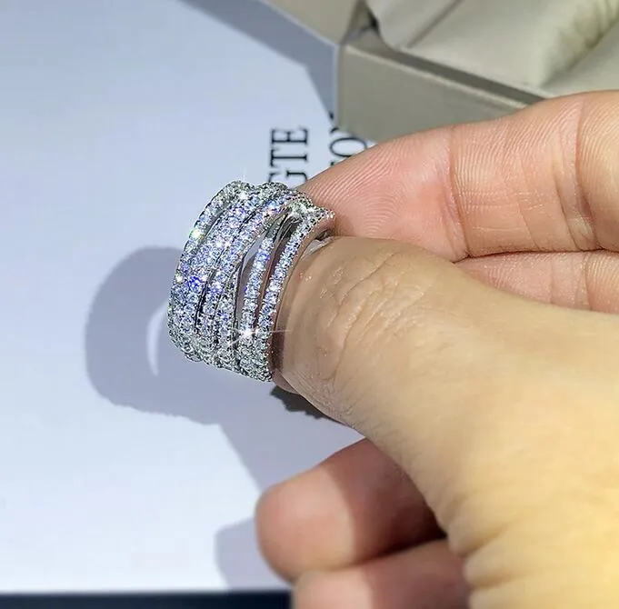 Choucong Lusso Big Flower Ring Bianco Gold Diamond Diamond Engagement Anelli di nozze anelli per le donne gioielli da sposa da sposa