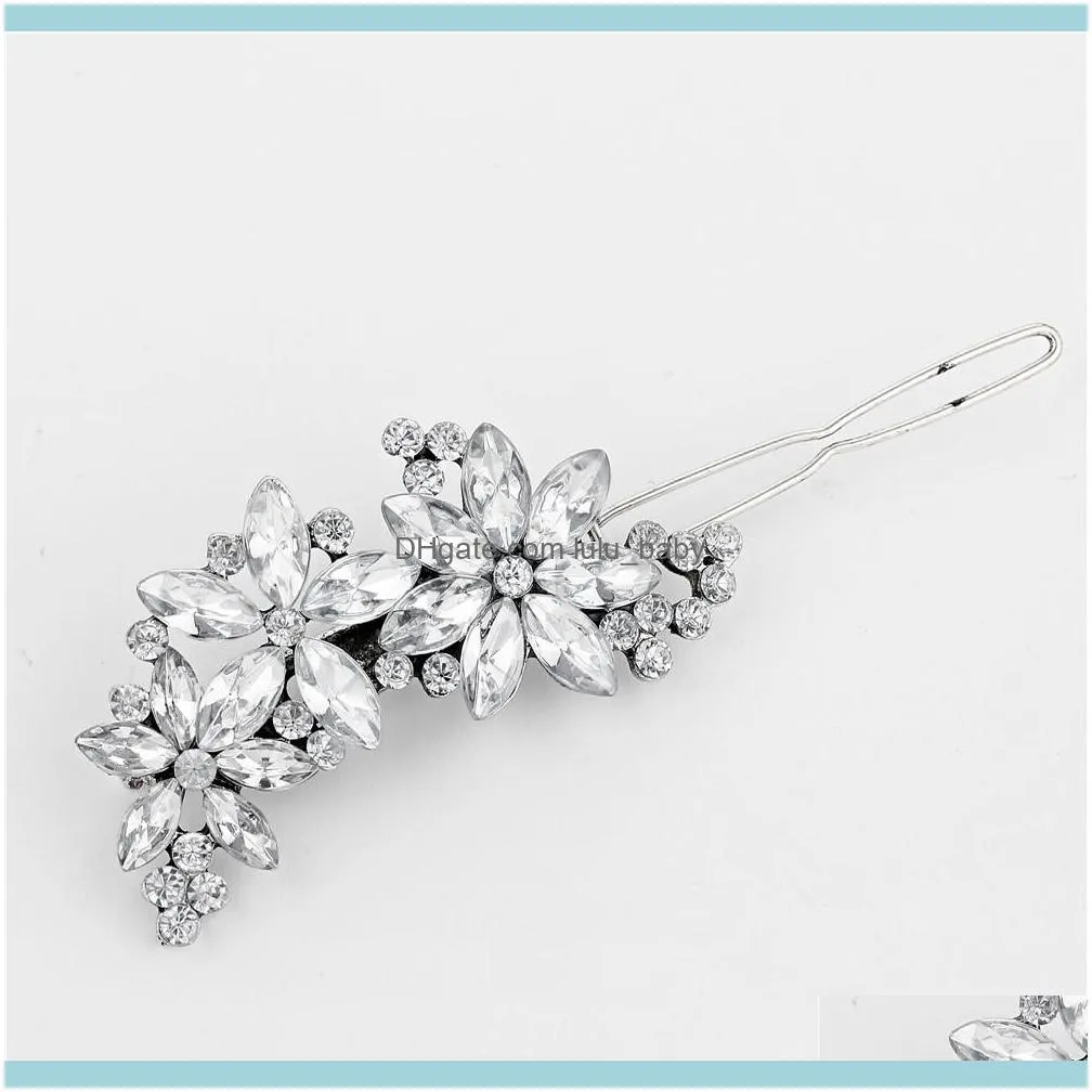 Fashion Women Lady Crystal Rhinestone Bridal Wedding Flower grips pins Clip Jewelry Hair Accessories