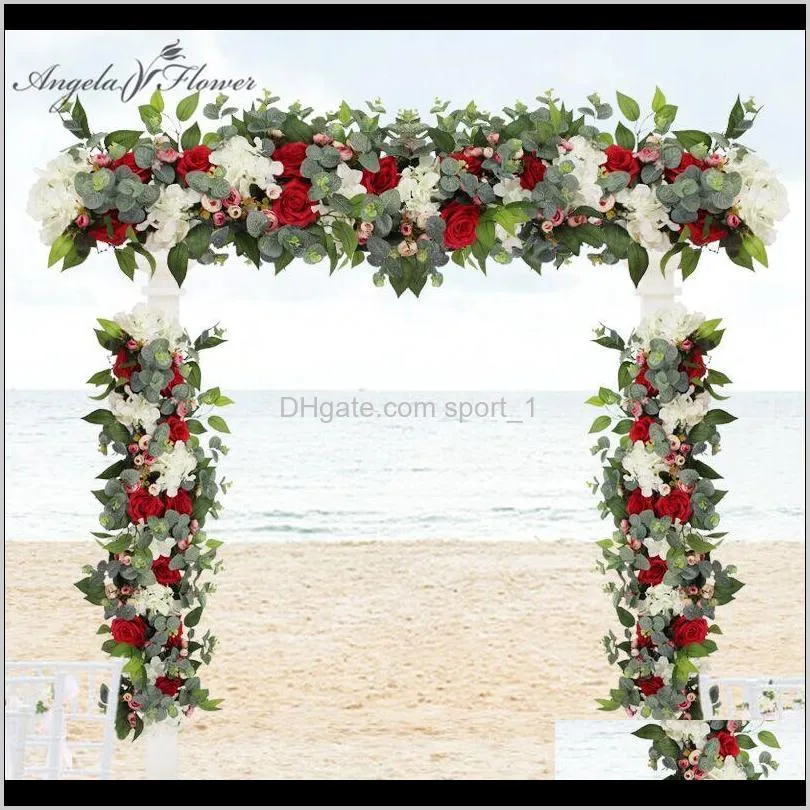 1m greenery plants party wedding arch door window station decor road lead artificial flower row runner diy rose peony hydrangea