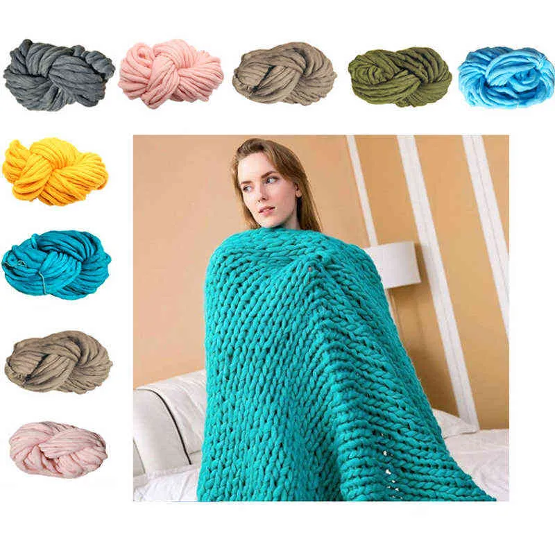 1 PC Super Chunky Fil Laine Mélangée Bras À Tricoter Couverture Fil Volumineux Roving pour Tricot À La Main Crochet Couvertures Chapeaux Chandails Tapis Y211129