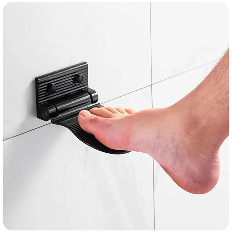 space aluninum bathroom pedal shower room Anti-slip Safety Foot Rest safety pedal hanger bathroom shelf accessory 210811