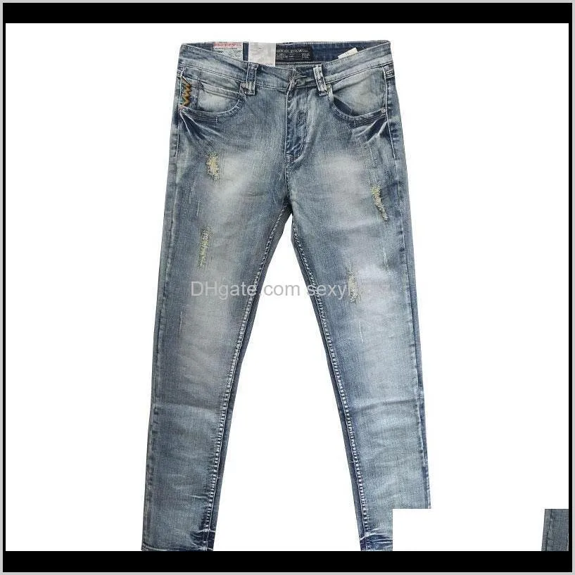 italian style fashion men jeans light blue destroyed patchwork ripped jeans men elastic denim pants slim fit hip hop homme1