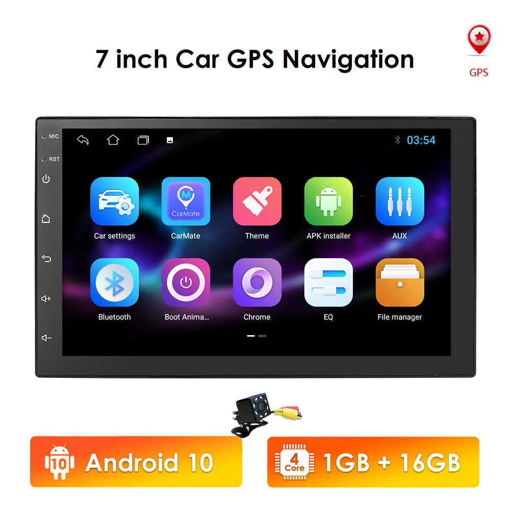 Upgrade 2 Din 7''quadcore Universal Android 10 2GB RAM Car Radio Stereo GPS Navigation WiFi 1024*600 TouchScreen 2din Car PC Mic