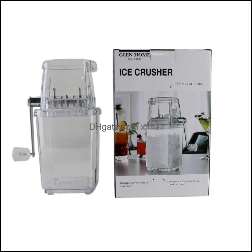 Ice Crusher, Portable Multipurpose Manual Chopper Block Shaving Machine For Home Restaurant, Black/White Baking Moulds