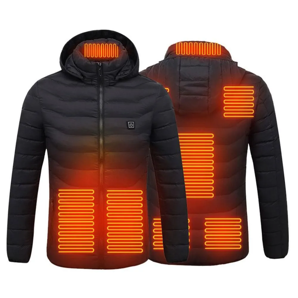 Lüks Marka erkek Aşağı Ceket Isıtmalı Ceketler Yelek Pamuk Aşağı Erkek Kadın Açık Ceket USB Elektrikli Isıtma Ceket Sıcak Kış Termal Hooge