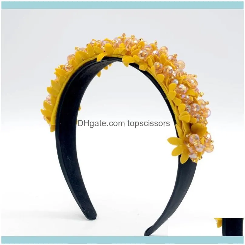 Women Girls Baroque Flower Glass Beads Hairband Headband Adult Hair Accessories1