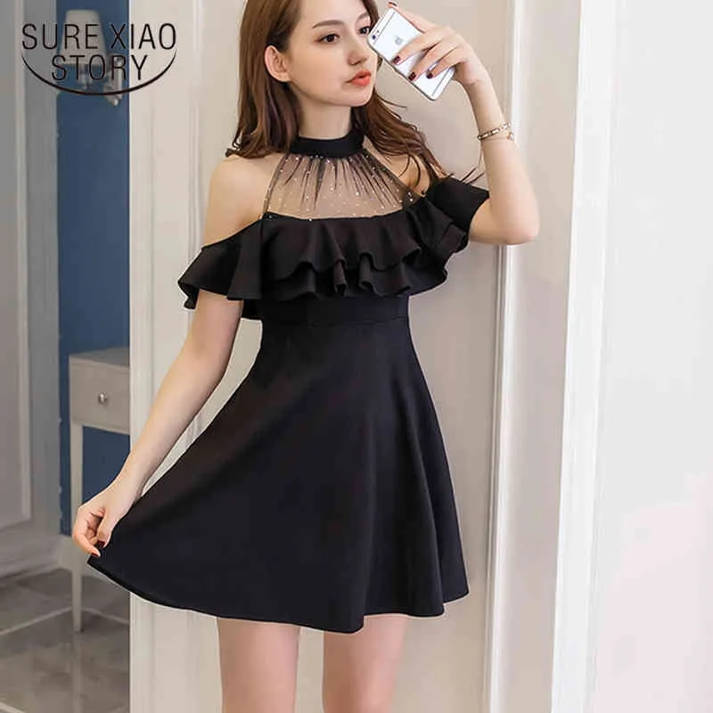Summer Fashion Elegant Lace Off Shoulder Korean Hipster Black