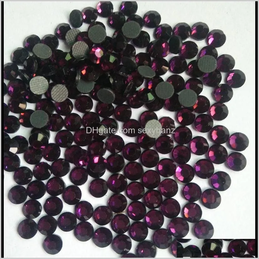 dark amethyst dmc hotfix rhinestone ss6 ss10 ss16 ss20 ss30 glass crystals stones hot fix iron-on flatback with glue