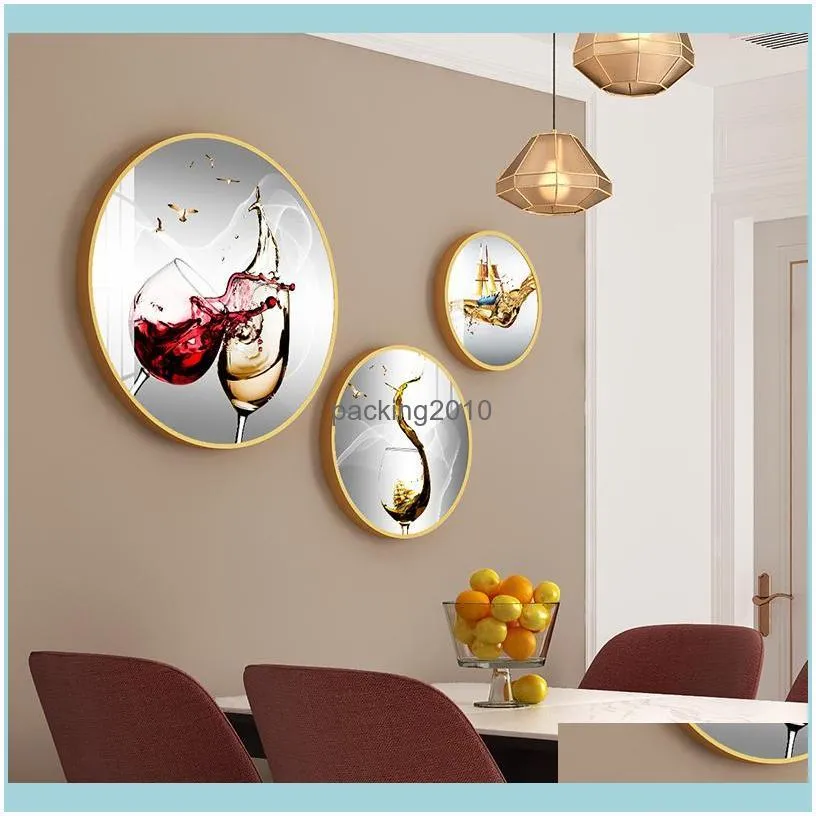 Crystal Porcelain Triptych 10 Styles Round Decoration Painting Combination Bedroom Living Room Hanging Ornaments Picture Frame Set Crystal Porcelain