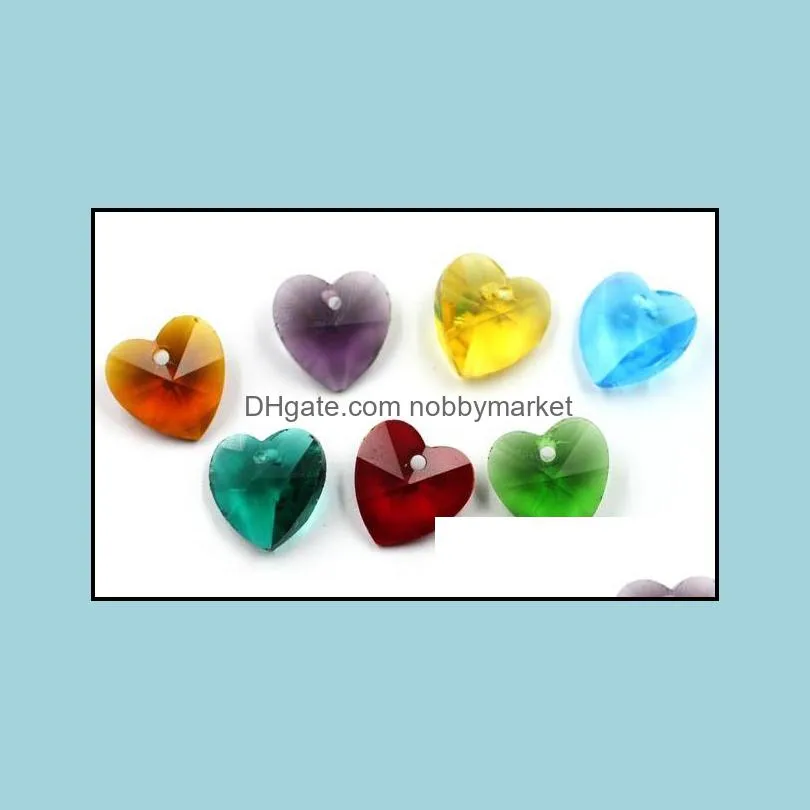 10mm Charms Glass Crystal Heart Faceted Beads Pendant Jewelry Findings Loose Beads DIY Accessories Crystal Beads