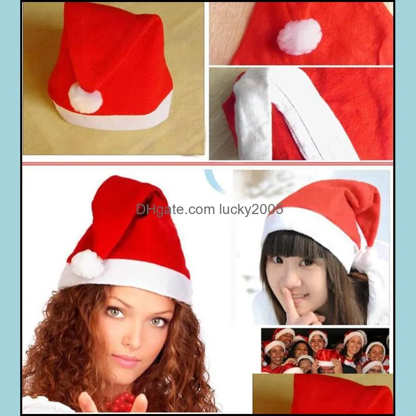 Red Santa Claus Hat Ultra Soft Plush Cosplay Party Hats Christmas Decoration Adults