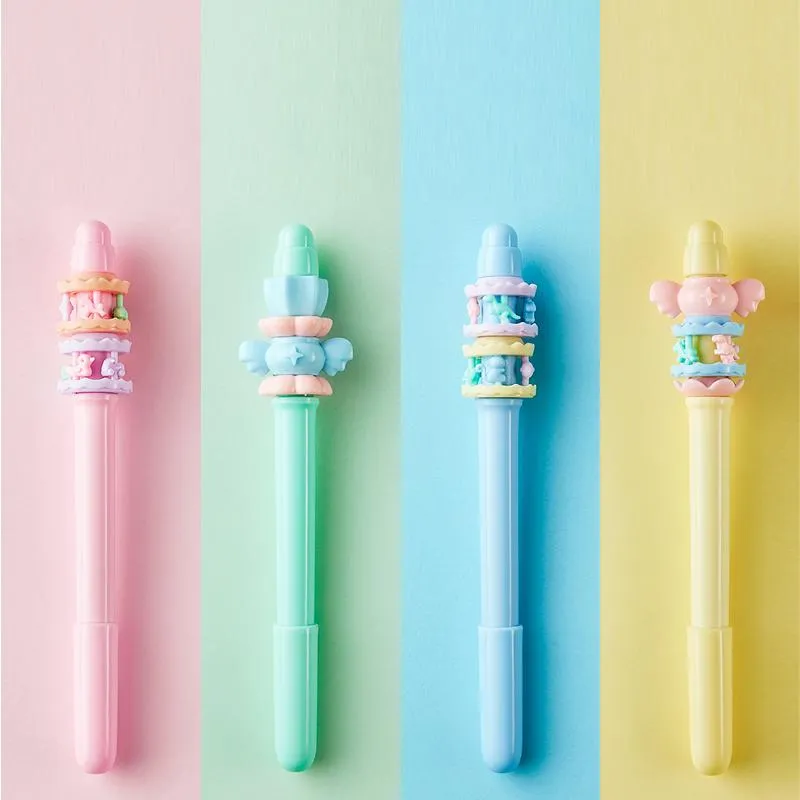 Gel Pens Cute Kids Funny Rotating Kawaii Spinning Gaming Pen For Boy Girl Writing Toy Macaron Pink Stationery School Supplies