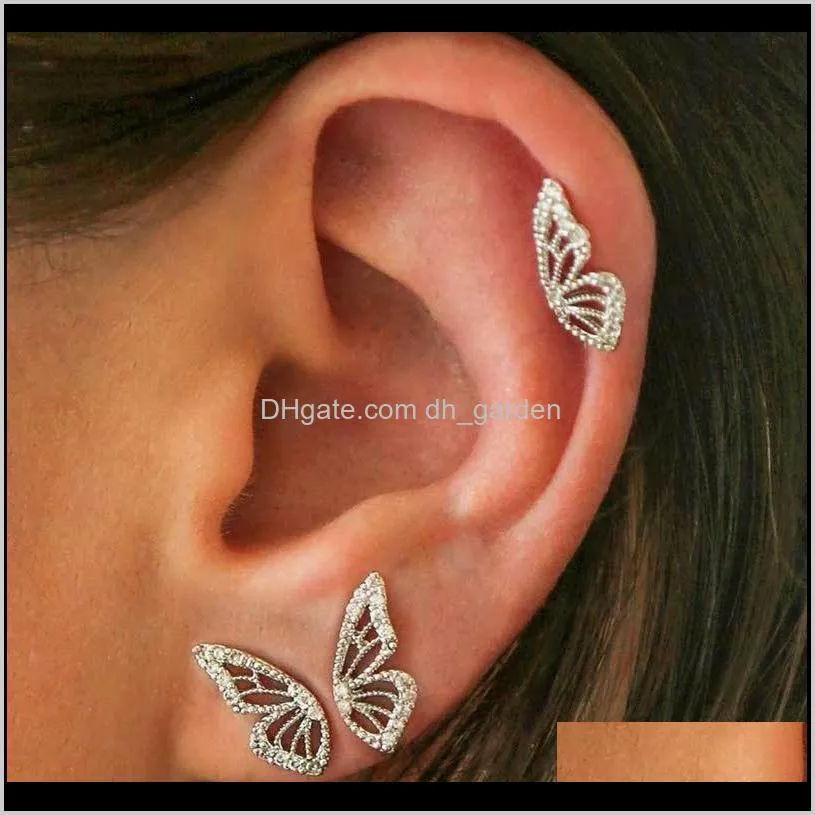 minimalist small cubic zirconia butterfly stud earrings tiny dainty mini butterfly earrings jewelry for women girls1
