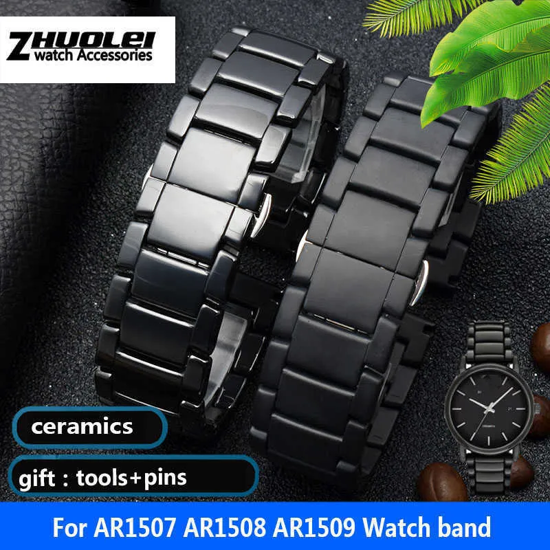 Bracelet de montre en céramique de haute qualité, pour Ar1507 Ar1508, Samsung Galaxy Watch S3 Gear 46mm, bracelets de montre 22mm H0915