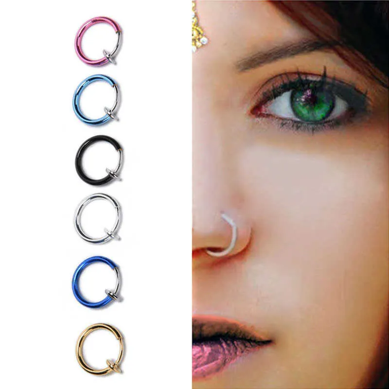 Amazon.com: False Nose Hoop, Fake Clip-On 22G Sterling Silver, No Piercing  Needed Skinny Faux Nose Ring Hoop : Handmade Products