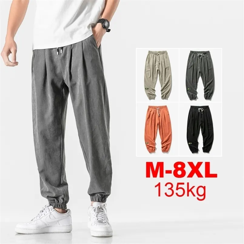 Big 5XL 6XL 7XL 8XL Мужчины повседневные Сплошные спортивные штаны Мужские хип-хоп повседневные брюки гарема Уличная одежда мужские брюки плюс размер днища 211201
