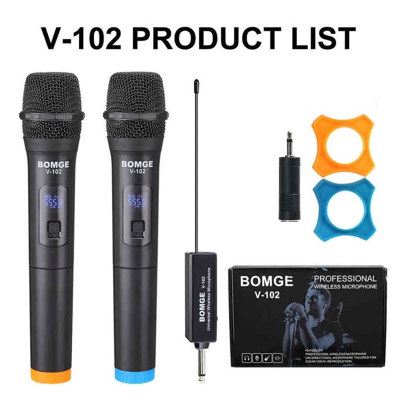 Microfoons Microfoon Wireless Voice Professional Recording KTV Microfoon Treble Bass Channel Handheld Home Mic -speler Zingt met ontvanger T220916