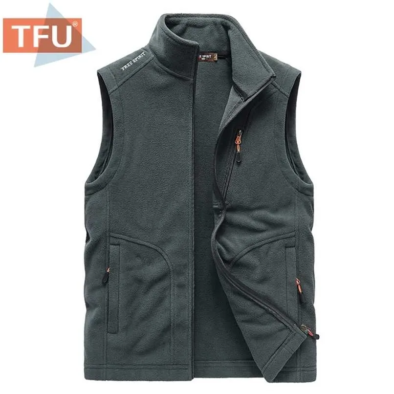 5XL Men Spring Outwear Thick Warm Fleece Sleeveless Vest Jacket Waistcoat Men Autumn Casual Outfits Tactical Vest Men Plus 211119