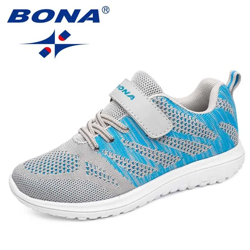 BONA Arrival Style Children Casual Shoes Mesh Sneakers Boys & Girls Flat Child Running Light Fast Free Shippin 220115